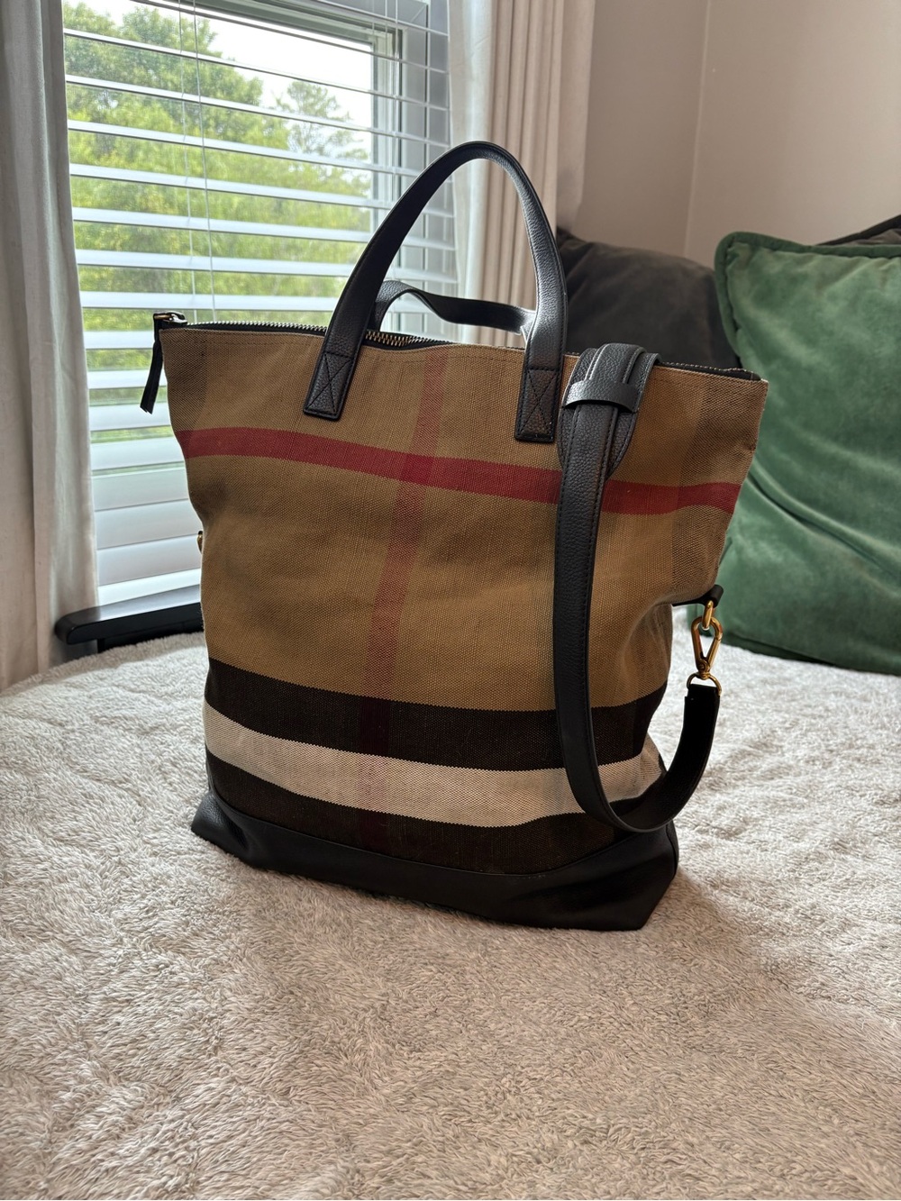 Burberry XL Nova Print Canvas and Leather Travel Bag